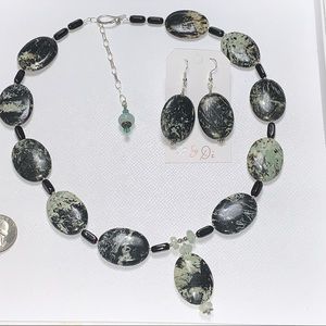 Handcrafted “Hint of Mint” Stone & Sterling Necklace & Earring Set